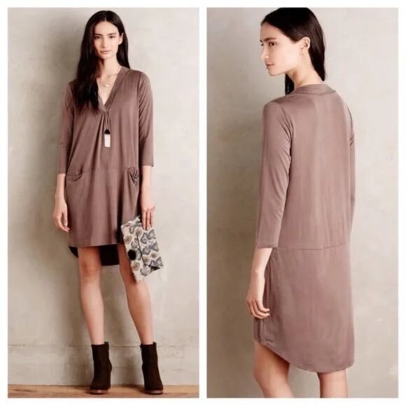 Dolan Anthropologie Women's Tegan Tunic Pocket Dress in Brown - Picture 1 of 8